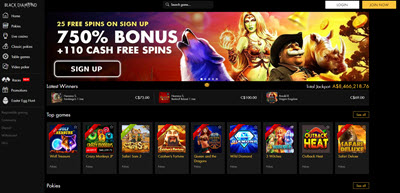 black diamond casino free spins